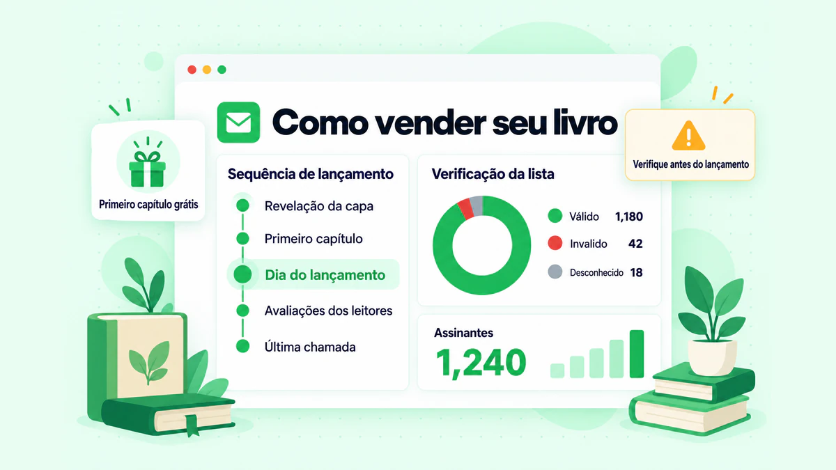 Como vender seu livro por e-mail: um painel de newsletter com assinantes, uma sequência de lançamento e resultados de verificação