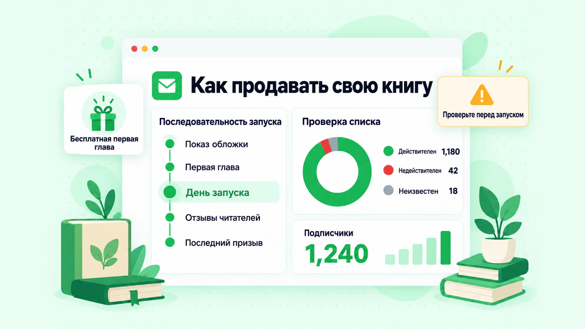Как продавать книгу по электронной почте: панель рассылки с подписчиками, последовательность запуска и результаты проверки
