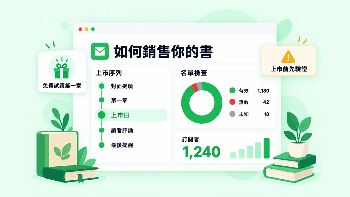 如何透過 Email 銷售書籍：顯示訂閱者、發行序列與驗證結果的電子報儀表板