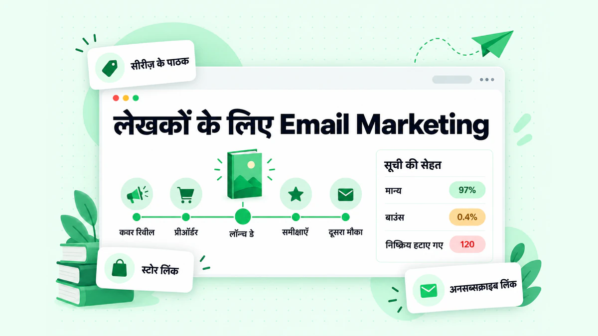लेखकों के लिए Email Marketing: कवर रिवील से लॉन्च डे तक किताब के लॉन्च ईमेल की समयरेखा, साथ में सूची की सेहत के आँकड़े
