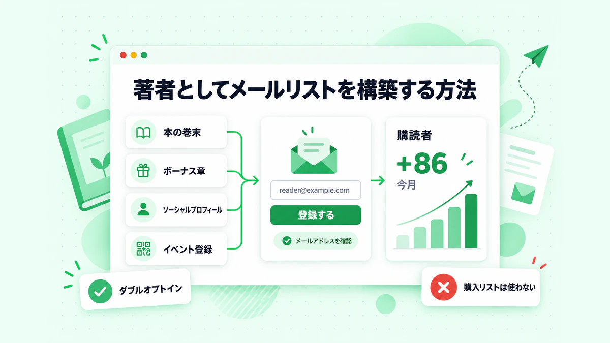 メールリストの構築方法:本のリンク、ボーナス章、ソーシャルプロフィール、イベント登録を 1 つの登録フォームに集約