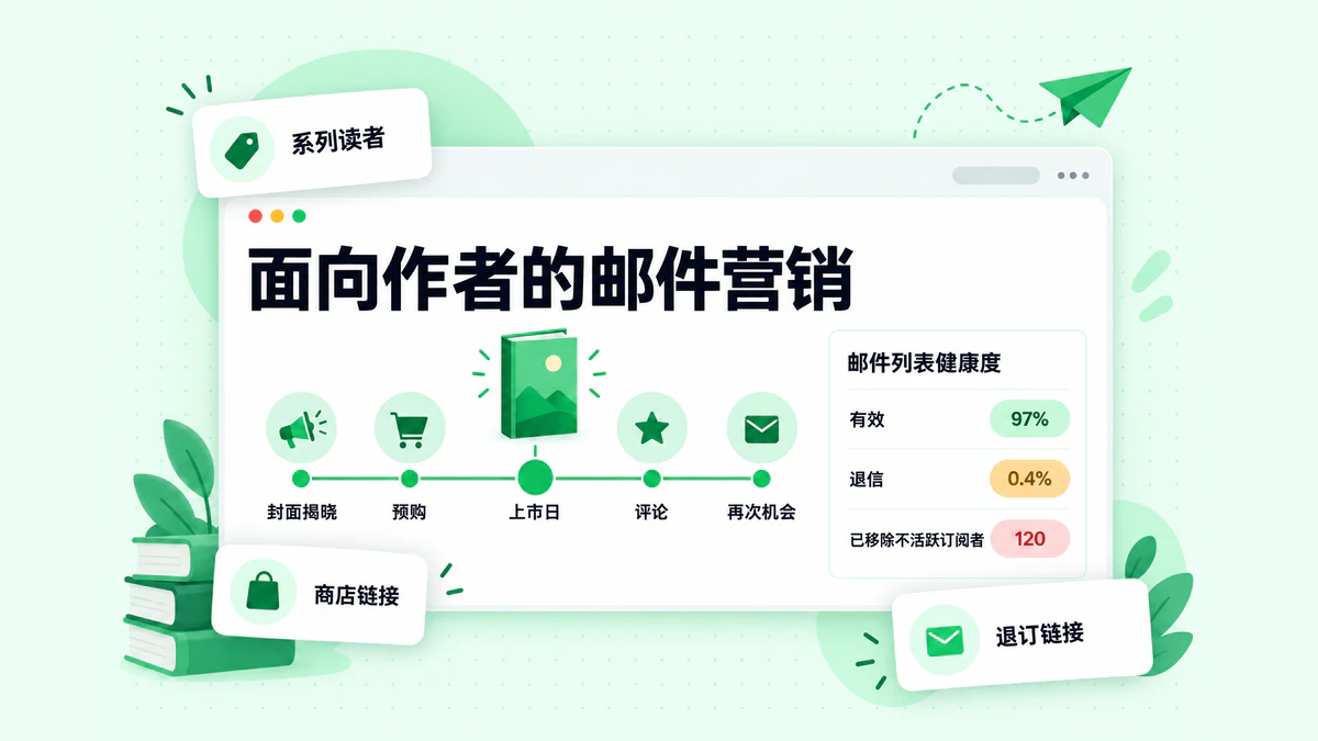 面向作者的邮件营销：从封面揭晓到上市日的图书发布邮件时间线，以及邮件列表健康度数据