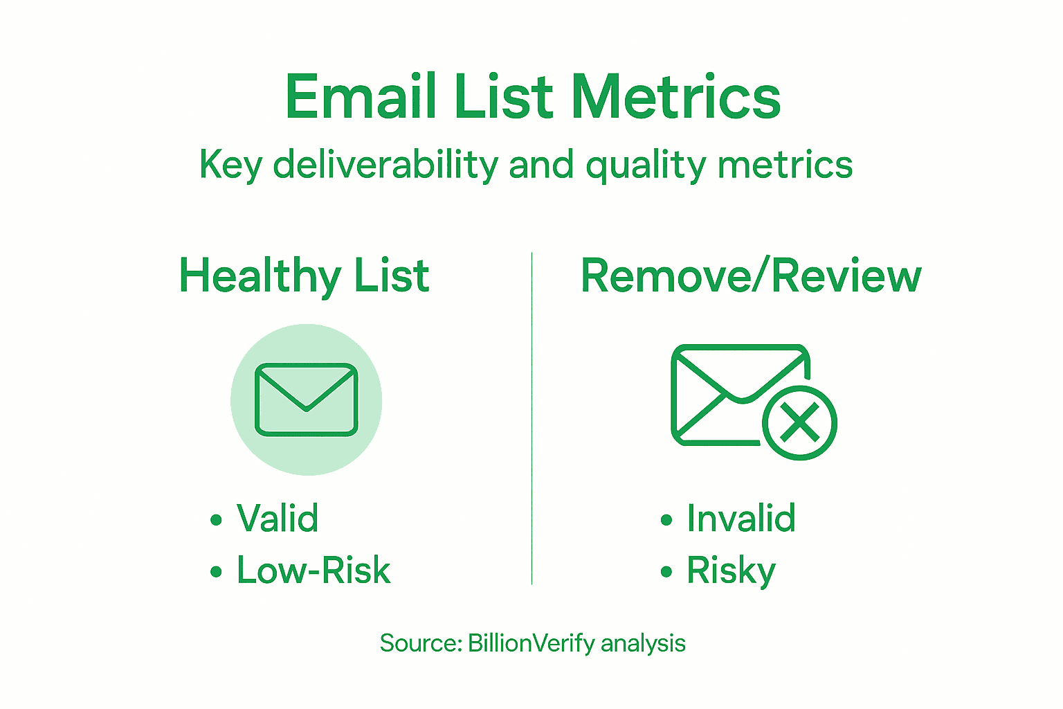 Infográfico resumindo métricas de verificação de e-mail