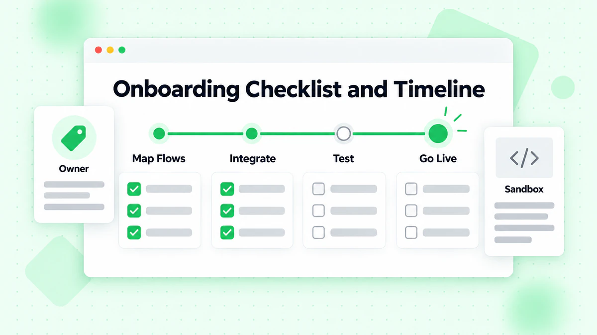 Onboarding checklist and timeline for email verification rollout: map flows, integrate, test and go live