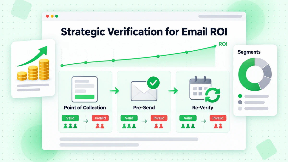 Strategic verification for email ROI: point of collection, pre-send and re-verify stages lifting ROI