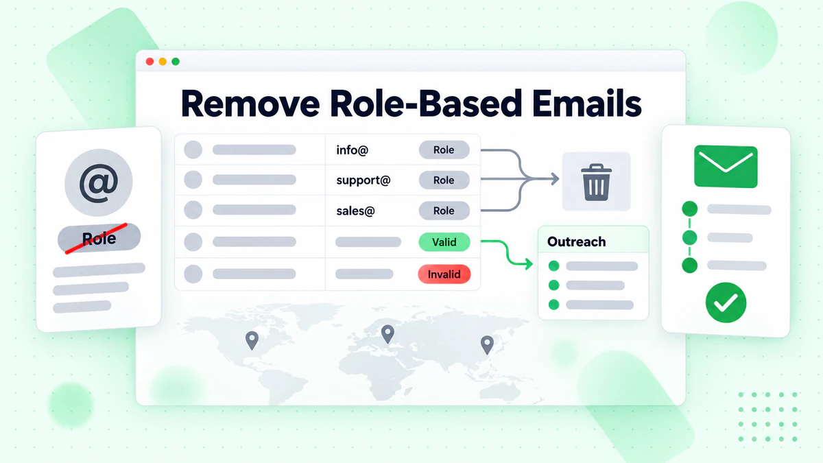 Remove role-based emails: prospect table flags info@, sales@ and support@ as role and filters them out