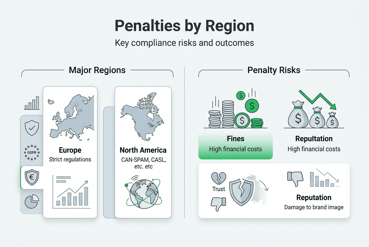 Infographic comparing penalties across regions