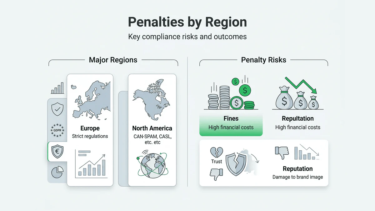 Infographic comparing penalties across regions