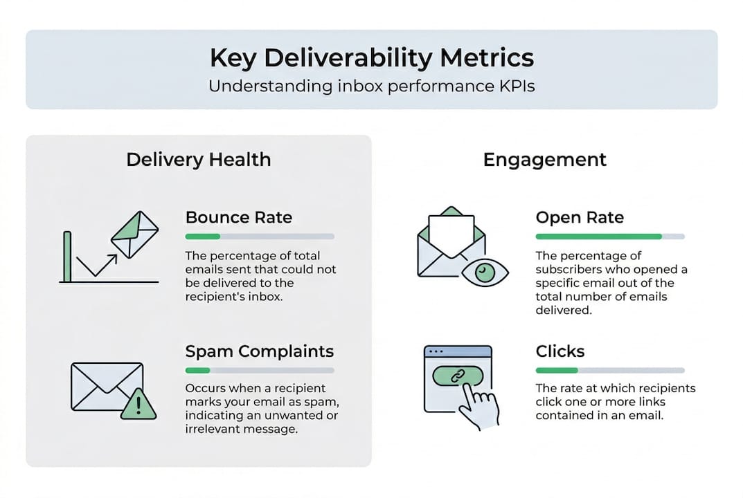 Infographic of key email deliverability metrics
