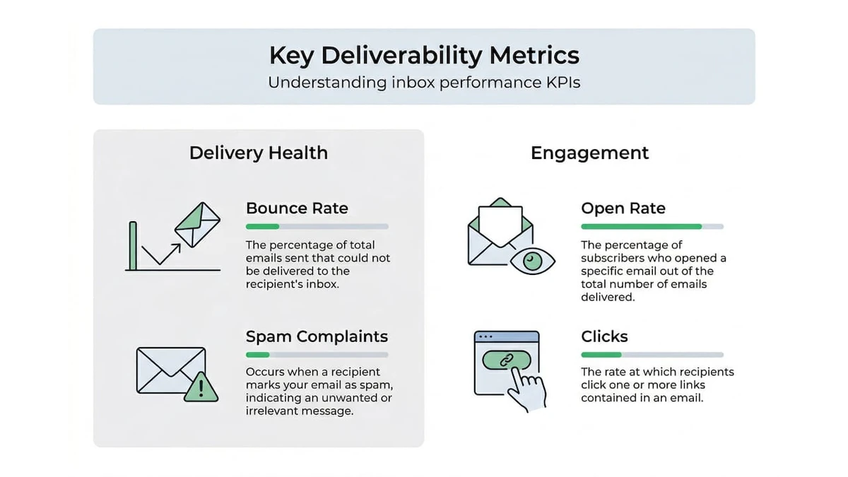 Infographic of key email deliverability metrics