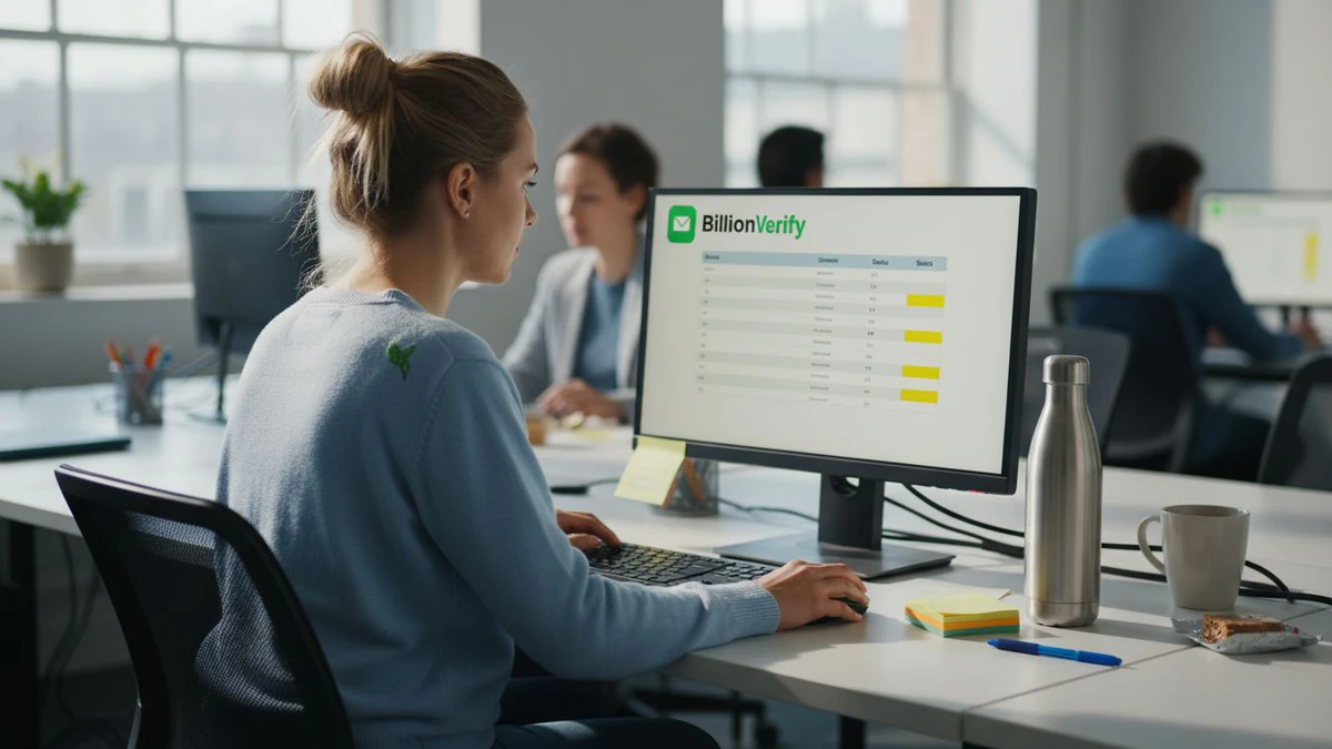 Verificación de resultados de verificación de correo electrónico en pantalla de escritorio