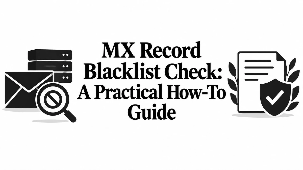 Title card reading MX Record Blacklist Check: A Practical How-To Guide, with server and shield icons