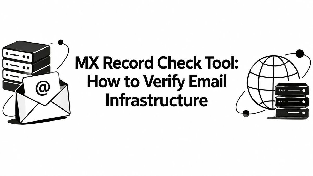Title card reading MX Record Check Tool: How to Verify Email Infrastructure, with servers and a globe