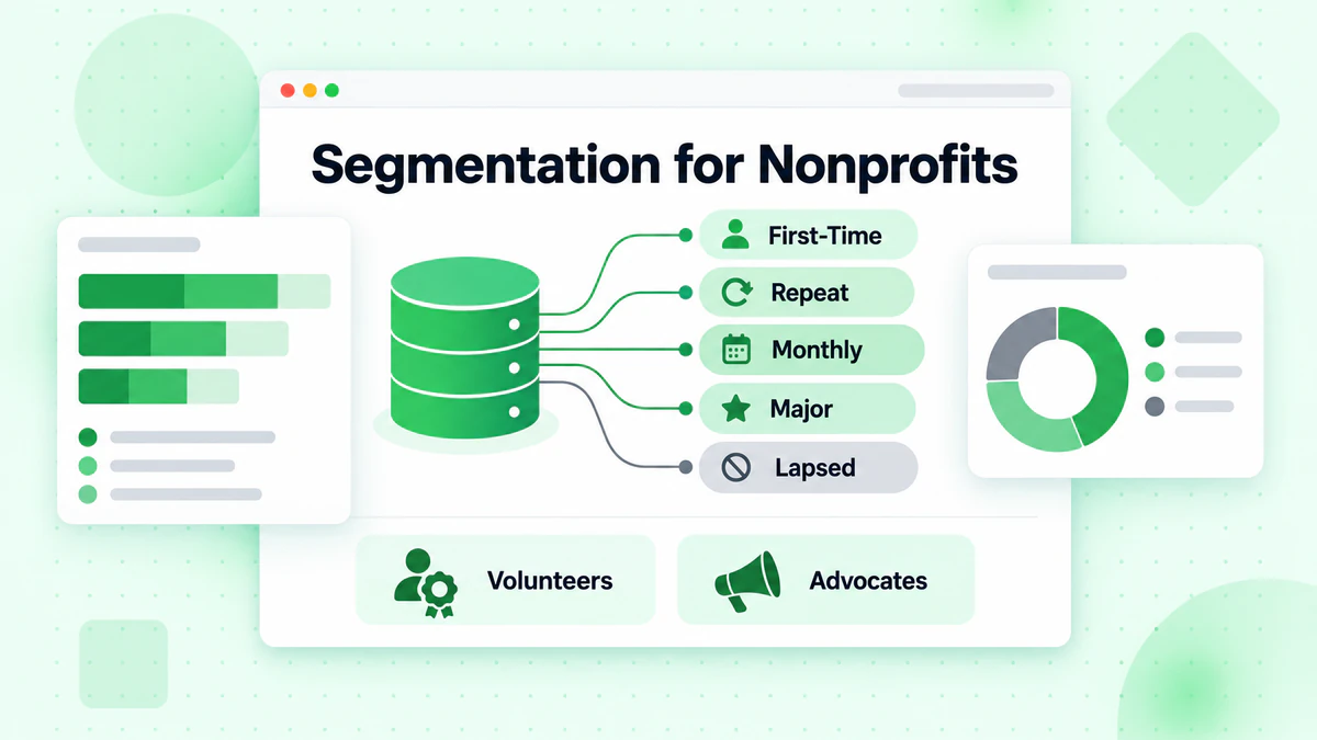 Segmentazione per organizzazioni non profit: donatori nuovi, ricorrenti, mensili, grandi e inattivi