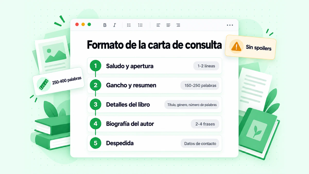 Formato de la carta de consulta: las cinco partes de una carta de consulta, desde la apertura personalizada hasta la biografía del autor y la despedida