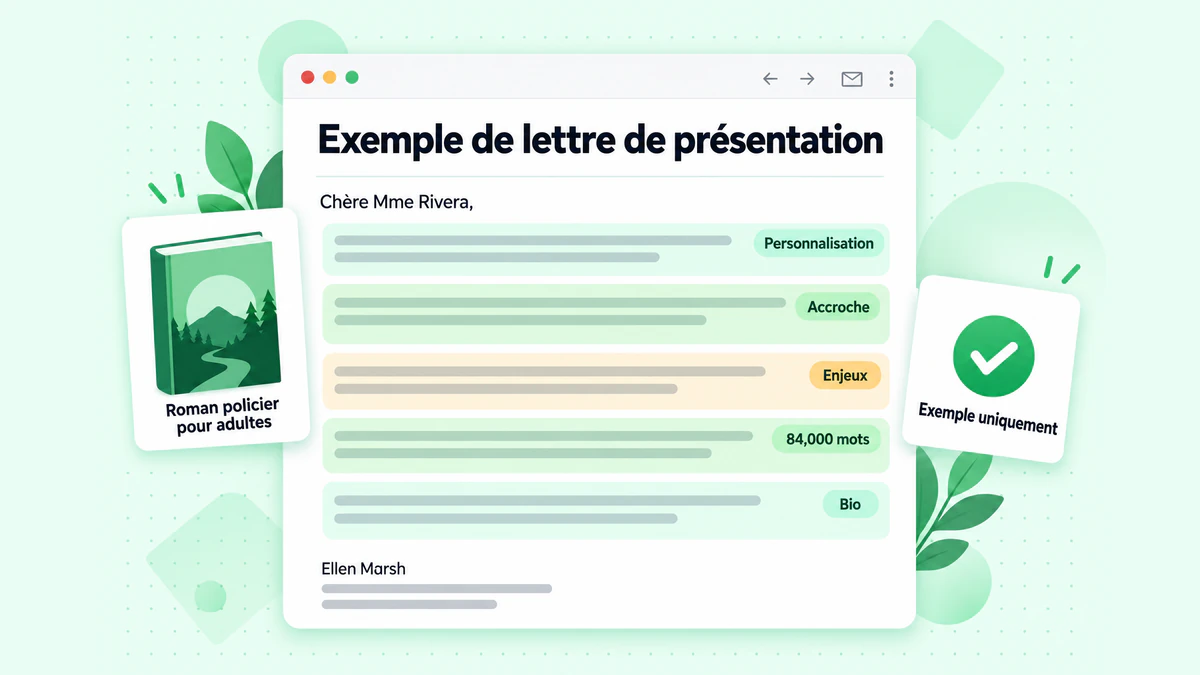 Exemple de lettre de présentation : un exemple de lettre de présentation de fiction mettant en évidence la personnalisation, l'accroche, les détails du livre et la biographie