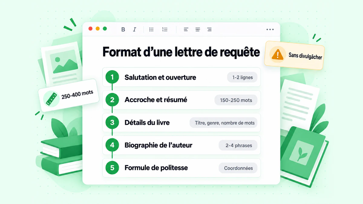 Format d’une lettre de requête : les cinq parties d’une lettre de requête, de l’ouverture personnalisée à la biographie de l’auteur et à la formule de politesse finale