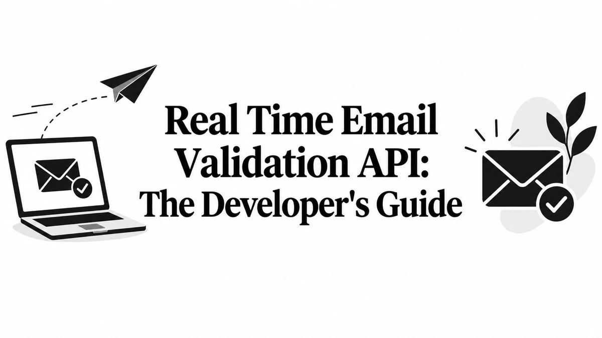 Laptop and verified email icons beside the title real-time email validation API guide