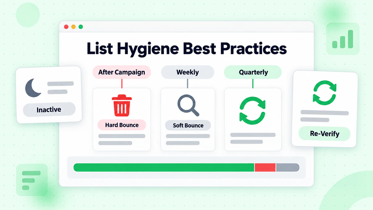 Mejores prácticas de higiene de listas: bajas tras cada campaña y reverificación semanal y trimestral