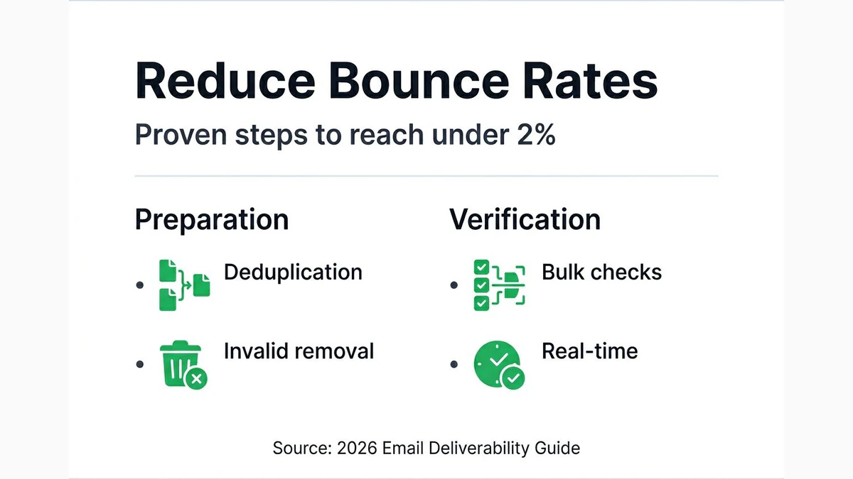 Email bounce reduction steps infographic