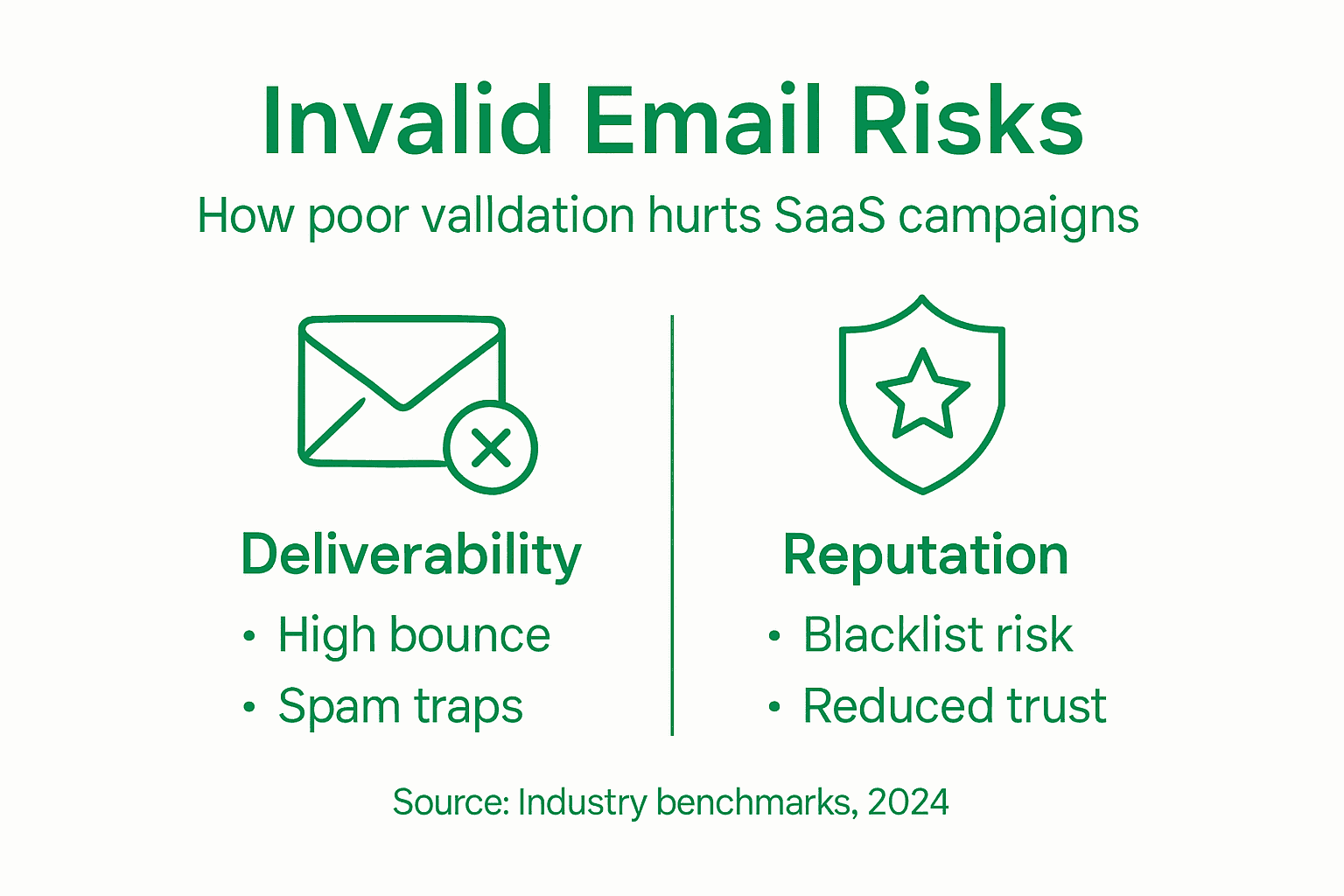 Infográfico mostrando impactos de e-mails inválidos em SaaS