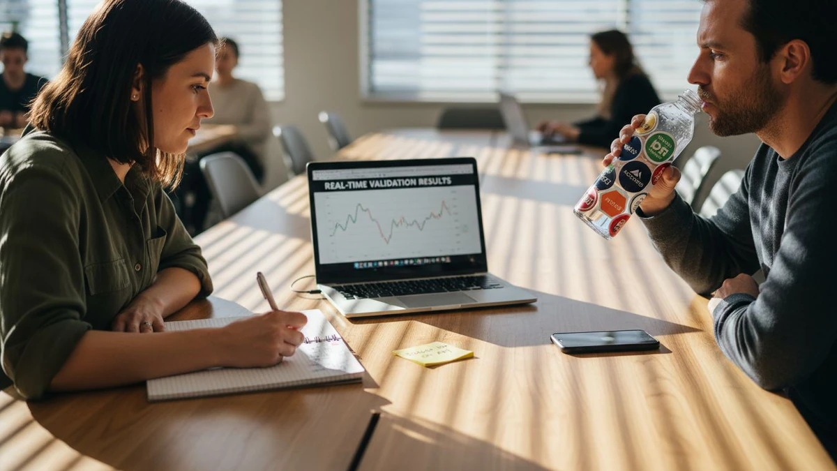 Colleagues viewing real-time email results together