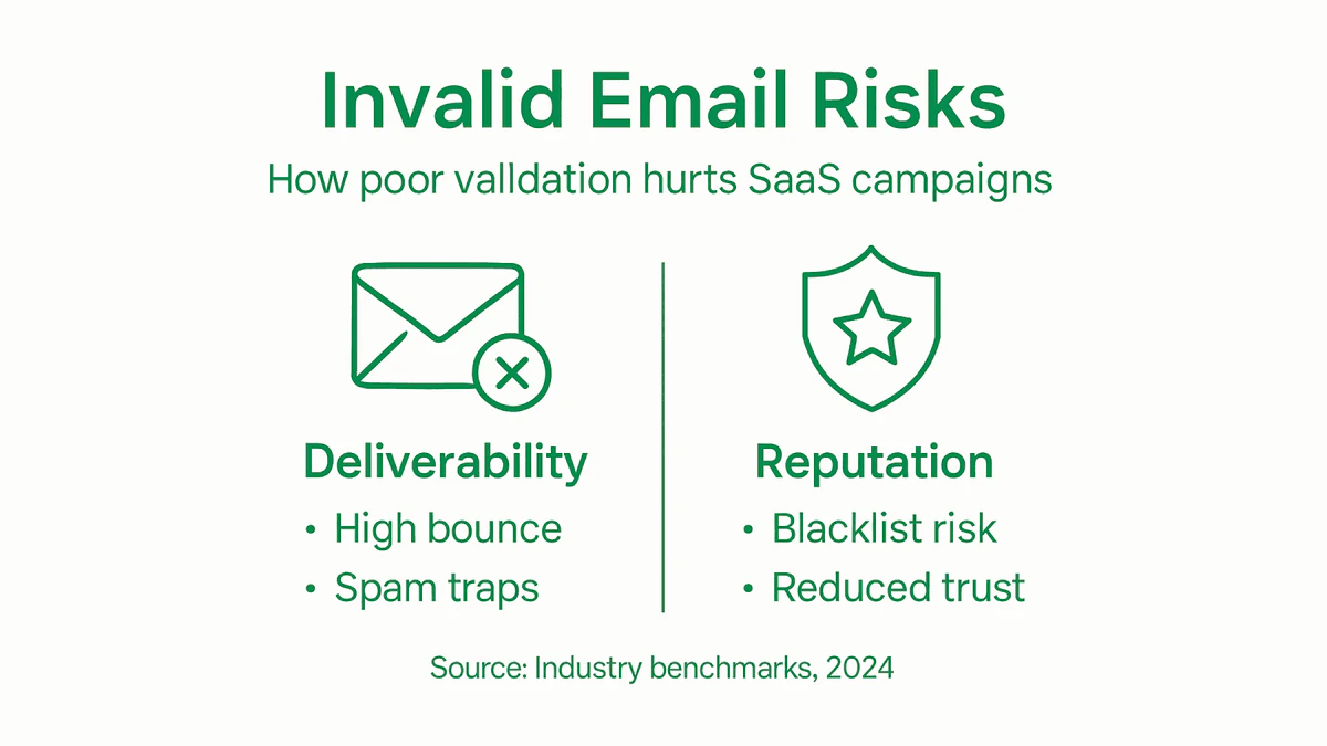 Infographic showing invalid email impacts on SaaS