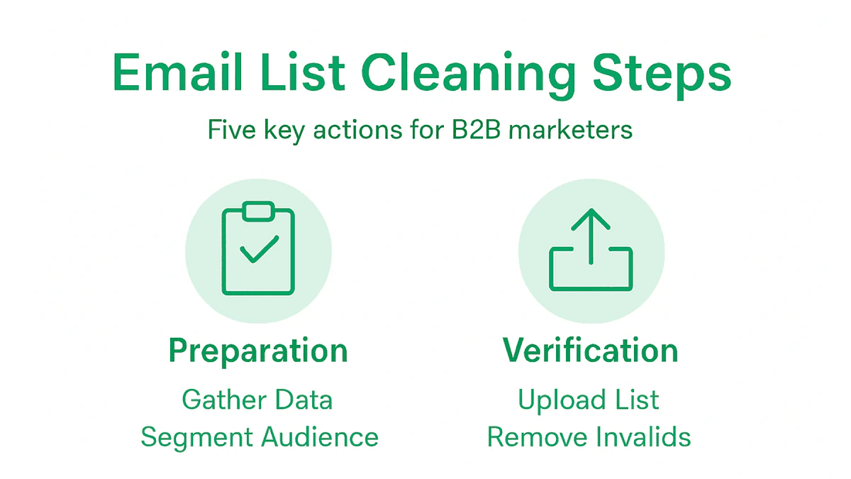Infographic of email list cleaning workflow steps