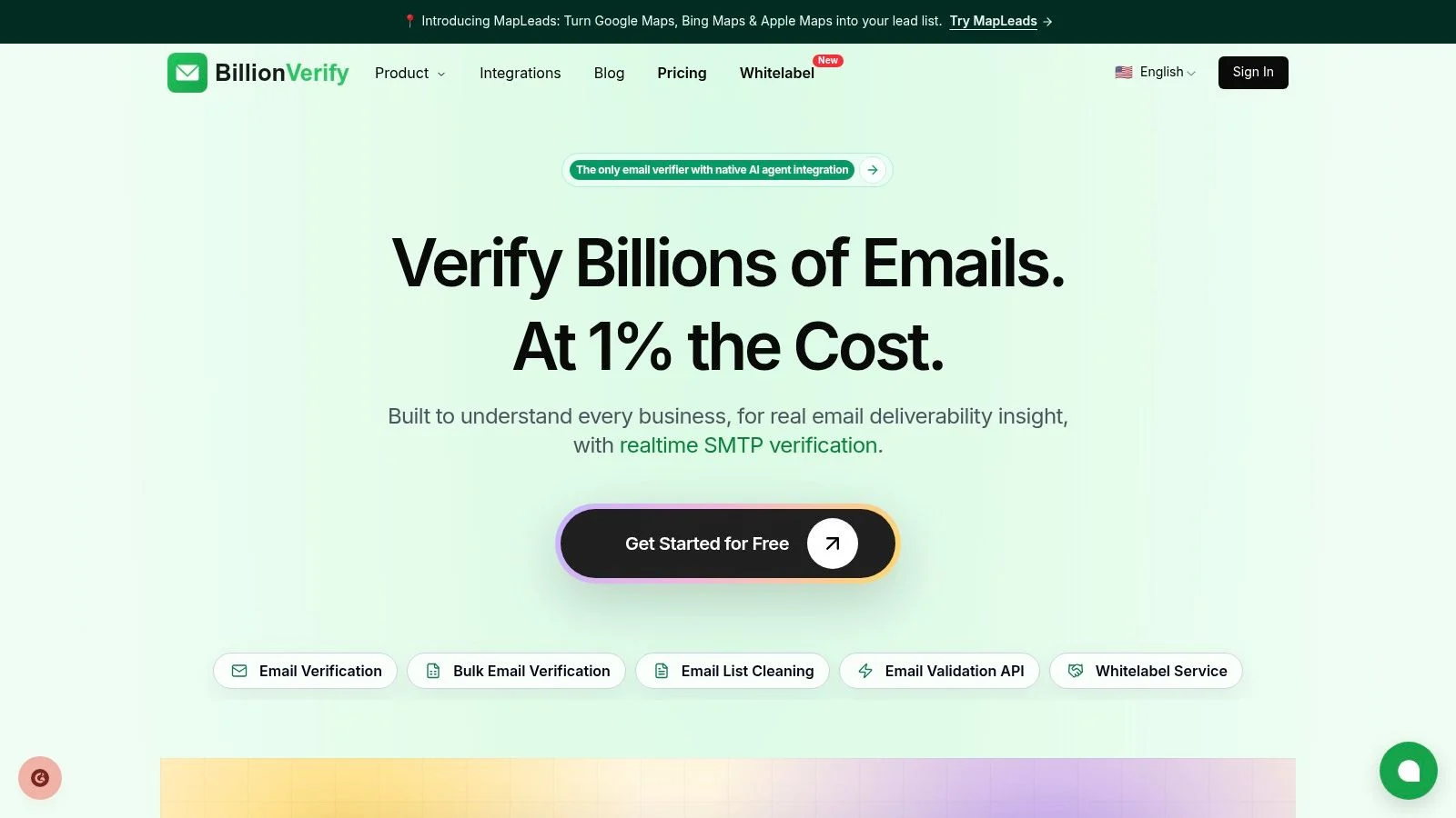 Screenshot from https://billionverify.com