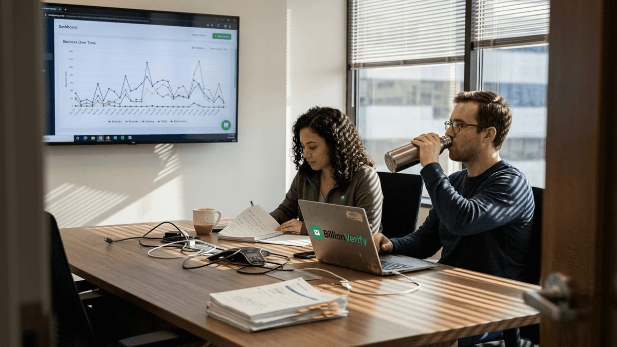 Team reviewing email deliverability dashboard