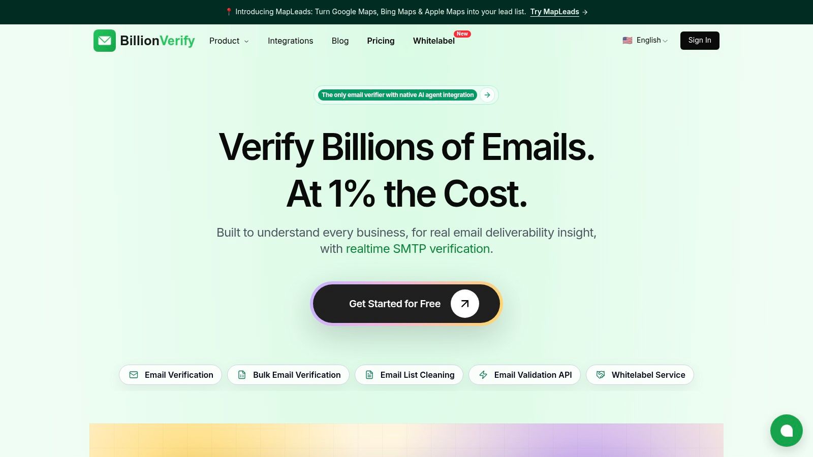 Screenshot from https://billionverify.com