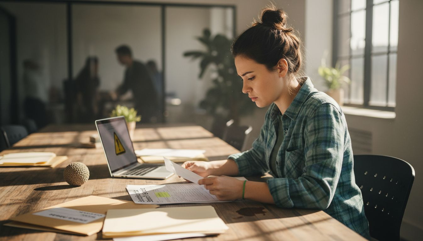 Oficial de conformidade revisa relatório suspeito de armadilha de spam