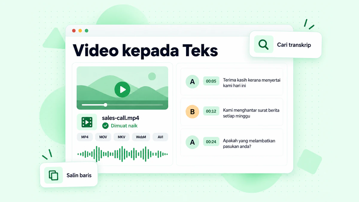 Video kepada teks daripada fail tempatan: rakaman mesyuarat MP4 yang dimuat naik ditukar menjadi baris pembicara bertanda masa yang sedia untuk dieksport