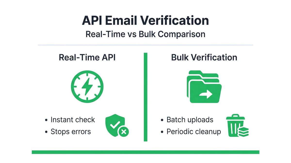 Infographic comparing API versus bulk email verification