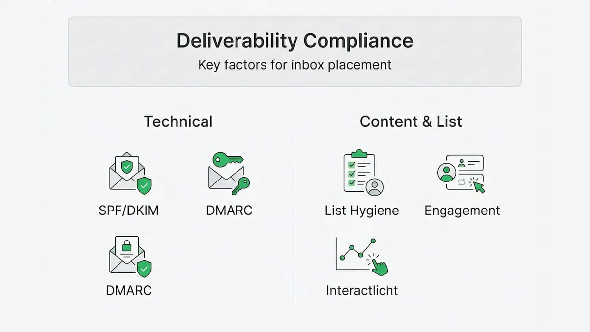Infographic showing deliverability compliance factors