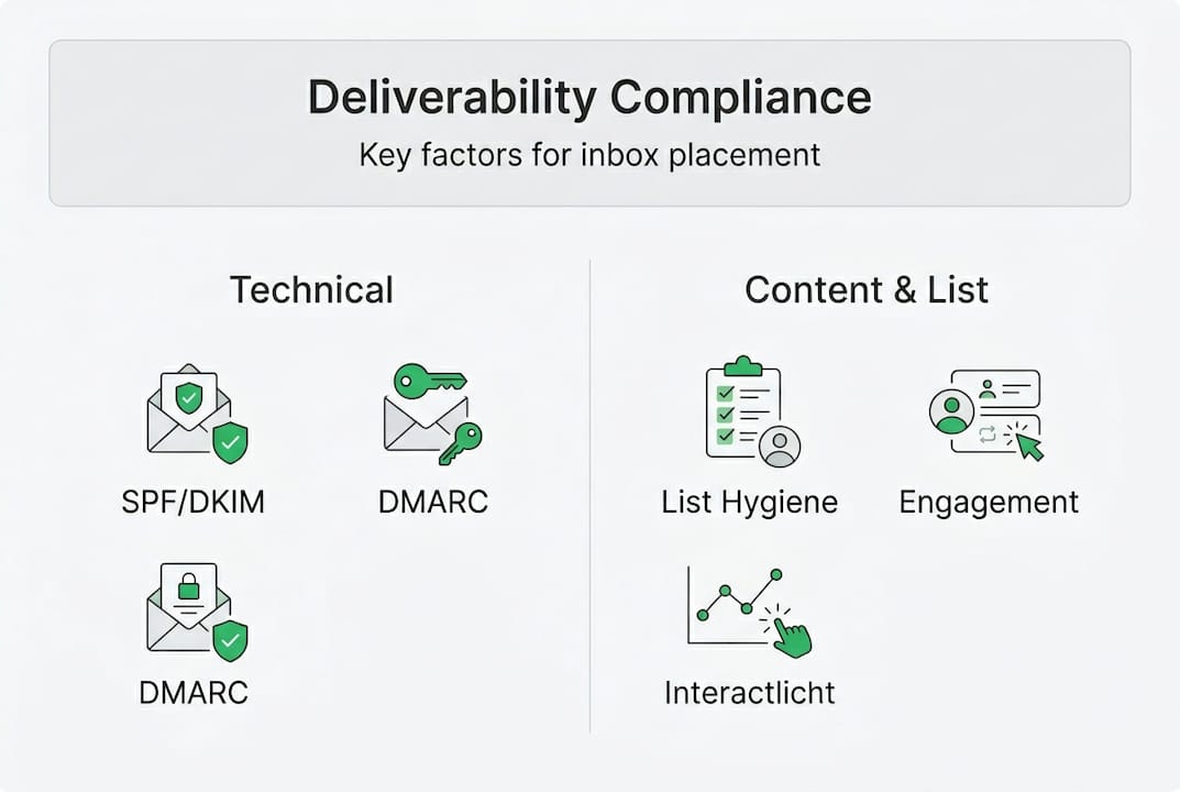 Infographic showing deliverability compliance factors