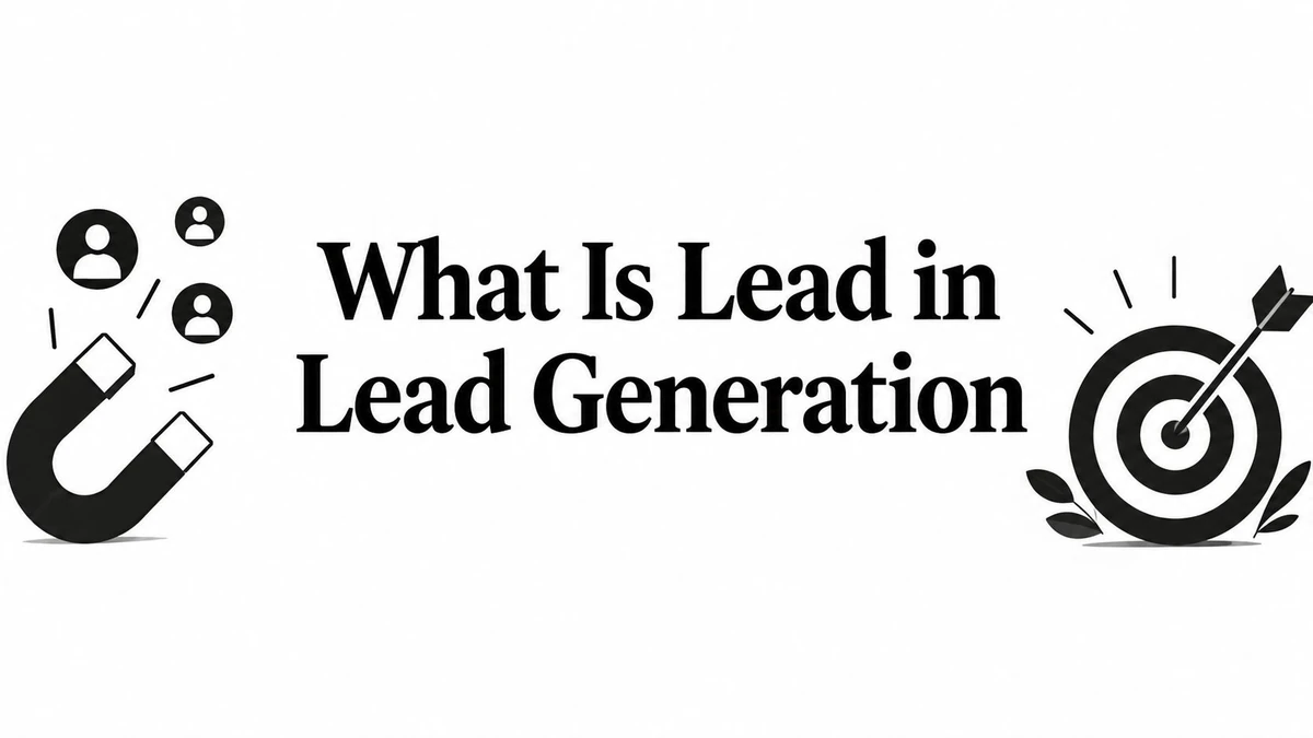 What Is Lead in lead generation beside a magnet, user icons, and a target