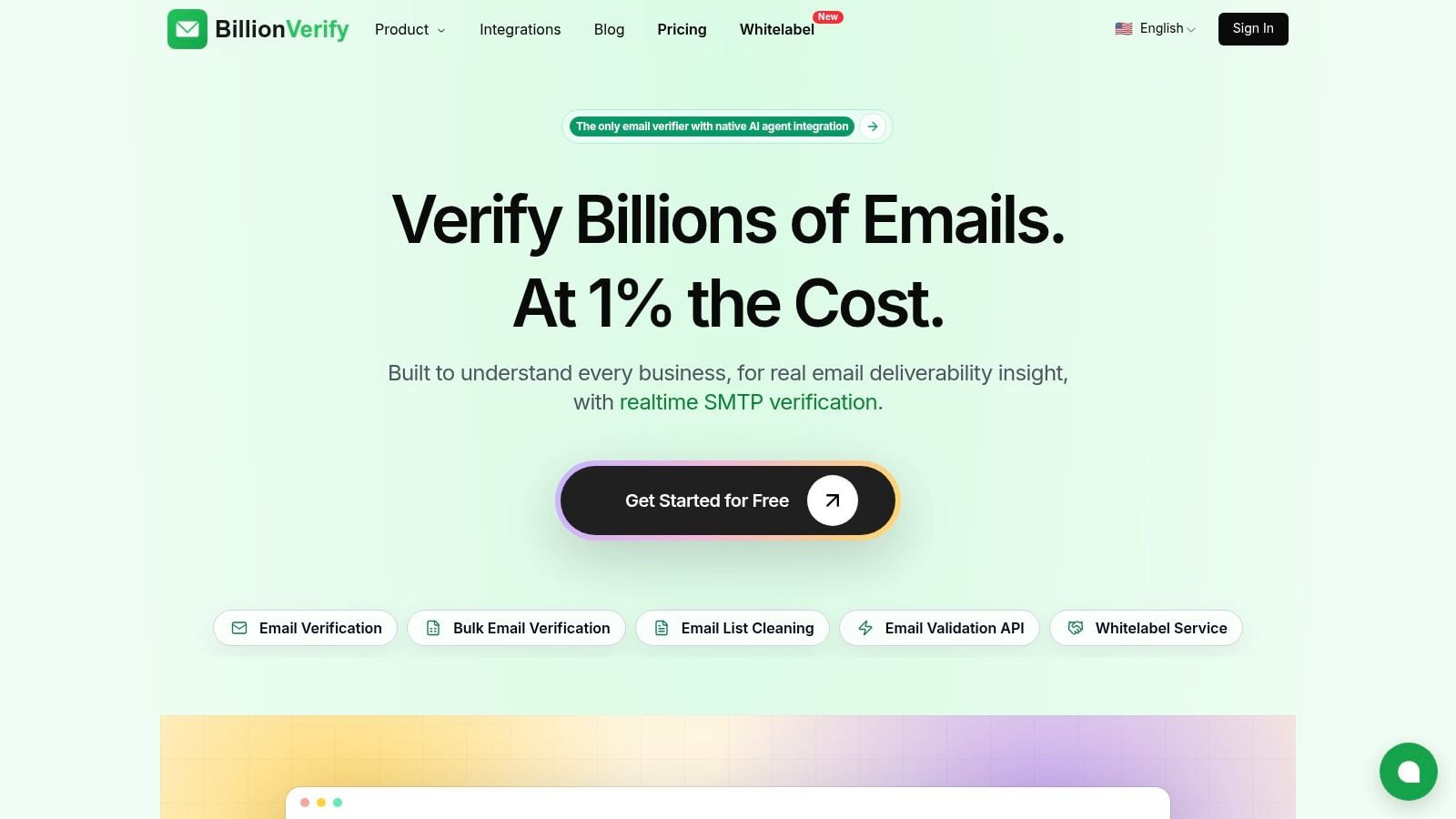 Screenshot from https://billionverify.com