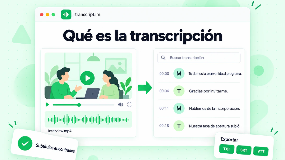 Infografía sobre la transcripción: un video de entrevista convertido en texto consultable