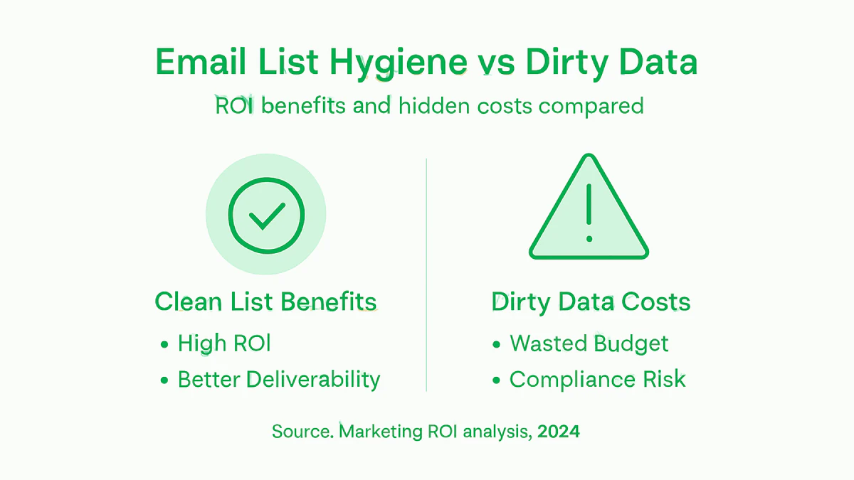 Infographic showing ROI of clean email lists