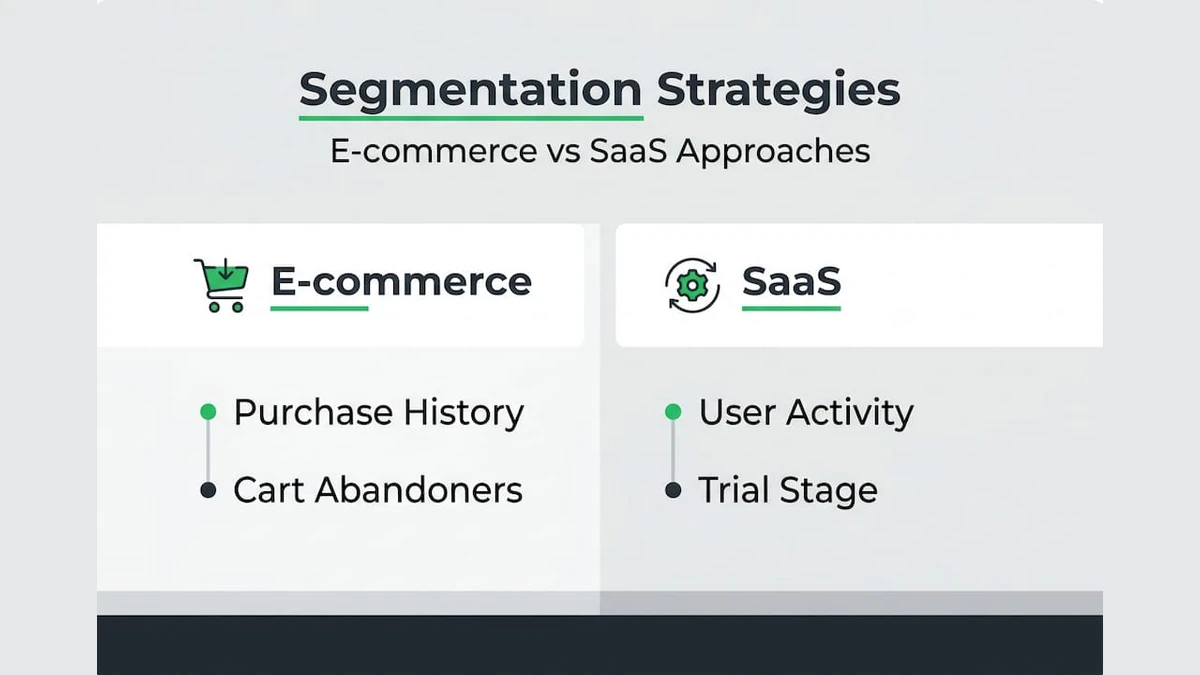 Infographic comparing segmentation for ecommerce and SaaS