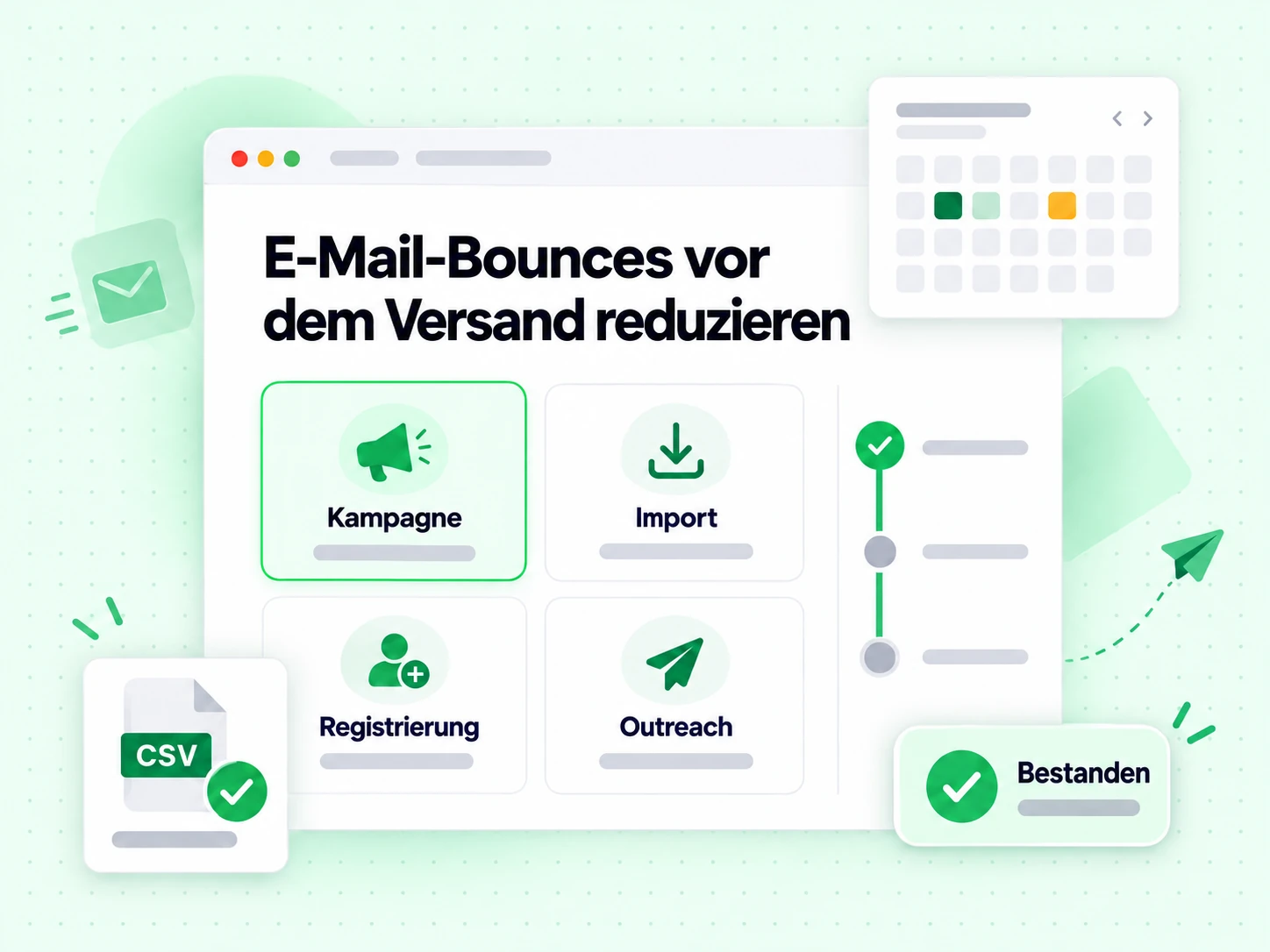 E-Mail-Bounces vor dem Versand reduzieren bei Kampagne, Import, Registrierung und Outreach