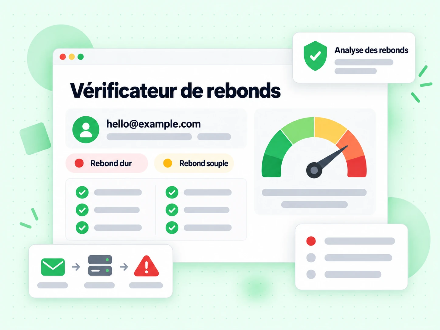 Vérificateur de rebonds : interface avec Rebond dur, Rebond souple, Analyse des rebonds, zAӊ|,f?7ba	
%EAq, Z6MW^zM