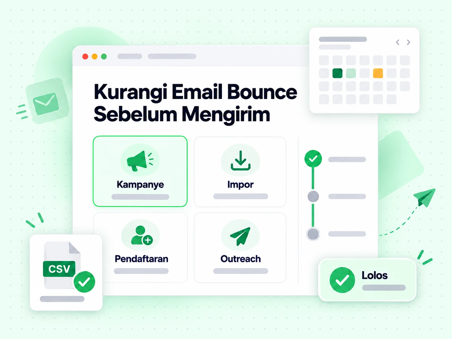 Kurangi Email Bounce Sebelum Mengirim pada momen kampanye, impor, pendaftaran, dan outreach