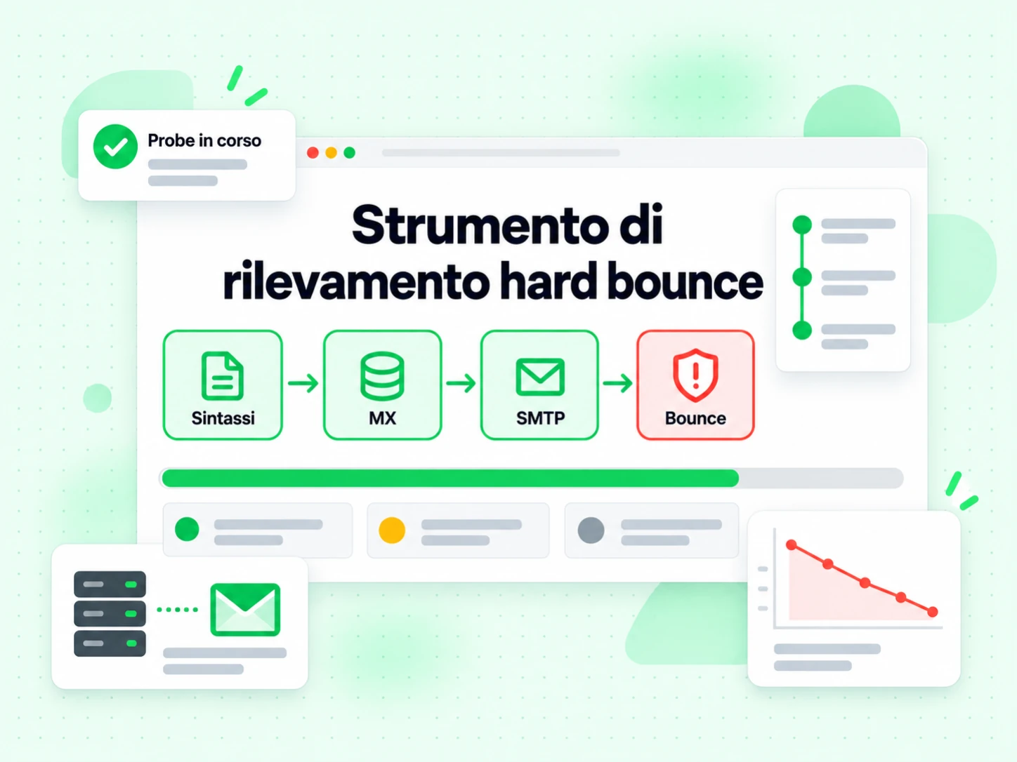 Strumento di rilevamento hard bounce: esegue in un passaggio sintassi, MX, SMTP e livelli di bounce
