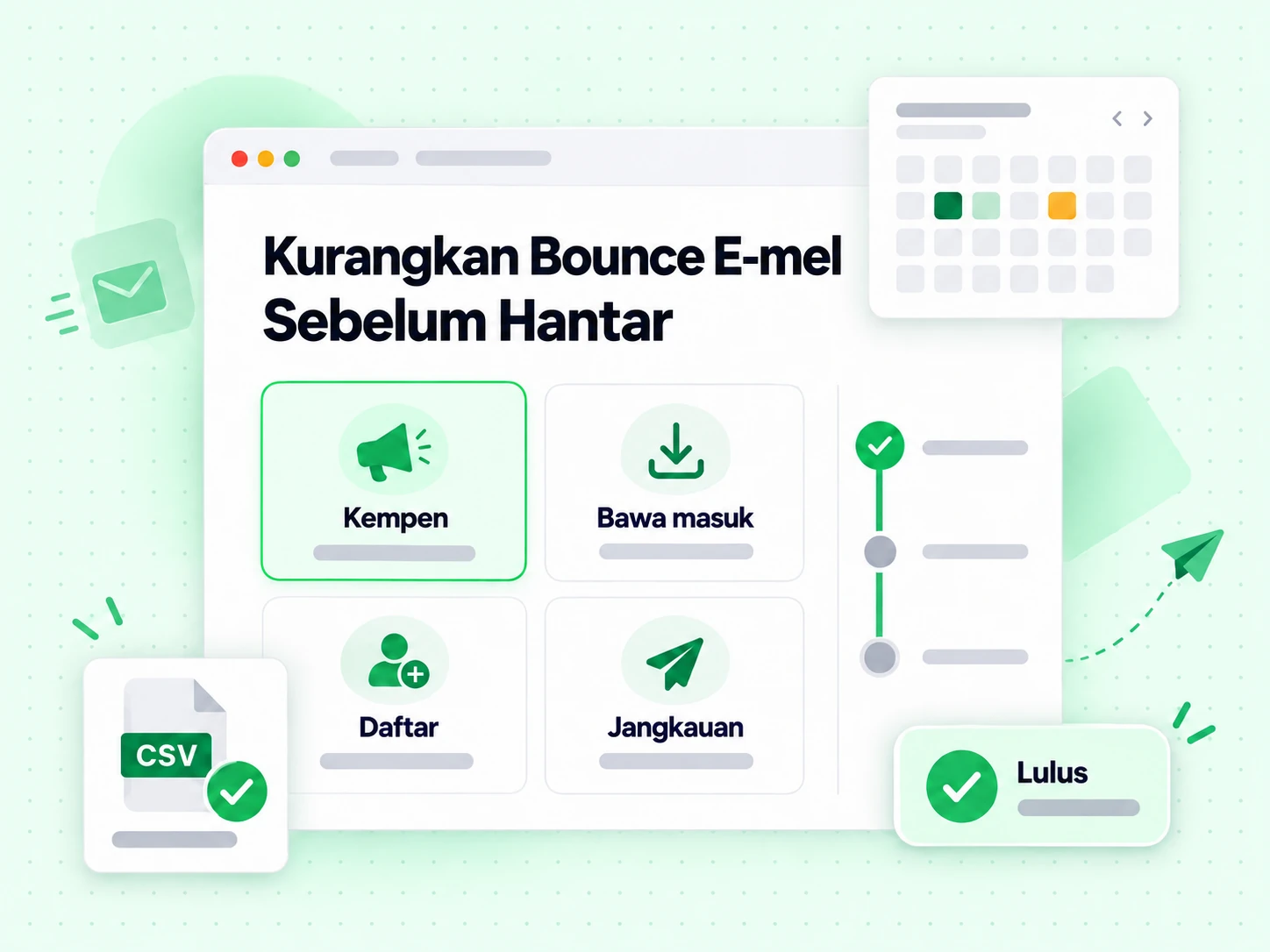 Kurangkan Bounce E-mel Sebelum Hantar pada saat Kempen, Bawa masuk, Daftar dan Jangkauan.