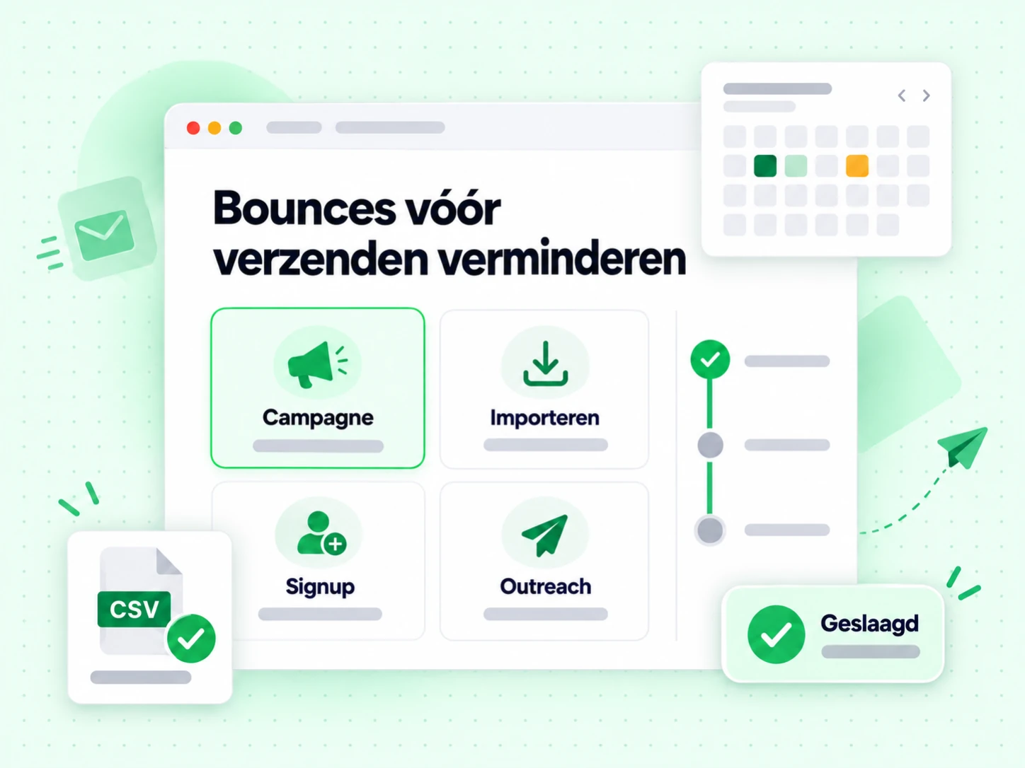 Bounces vóór verzenden verminderen over campagnes, import, aanmelding en outreach