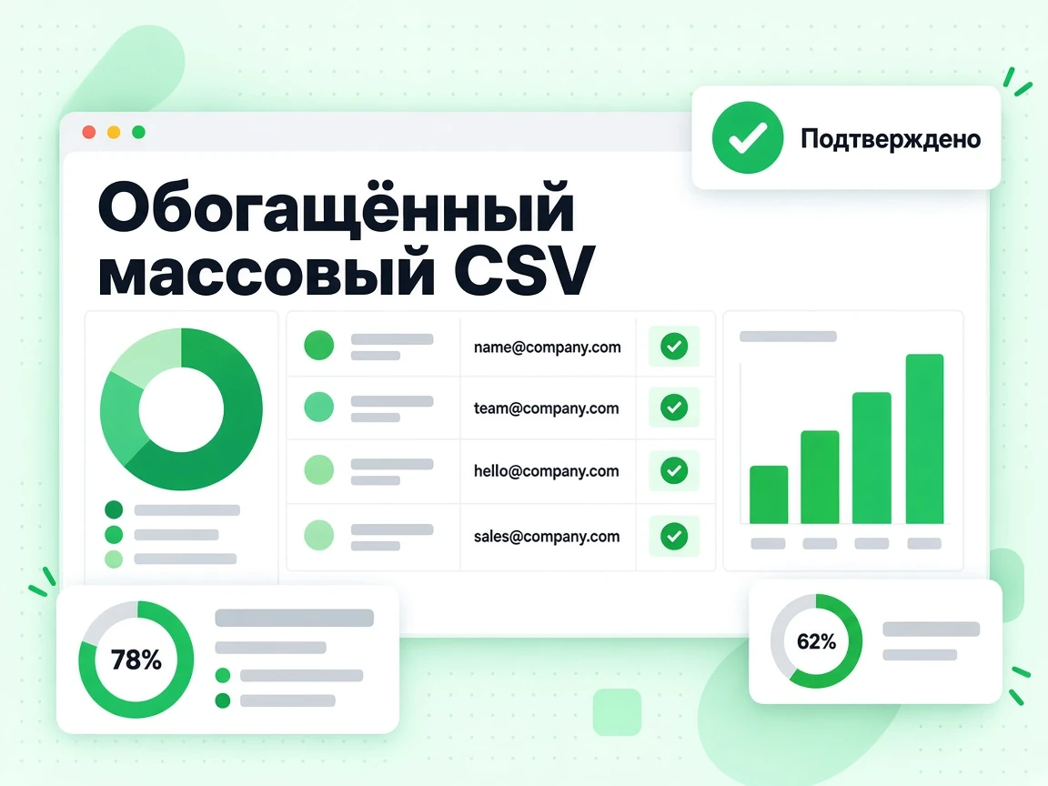 Обогащённый массовый CSV: таблица результатов с подтверждённым адресом в каждой строке.