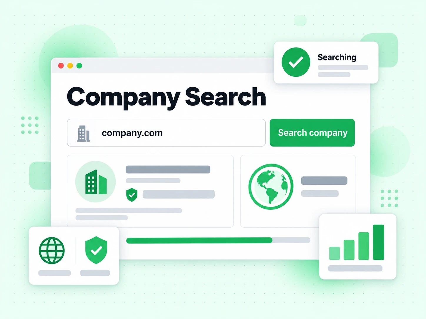 Company Search looking up a business domain to list its work email addresses