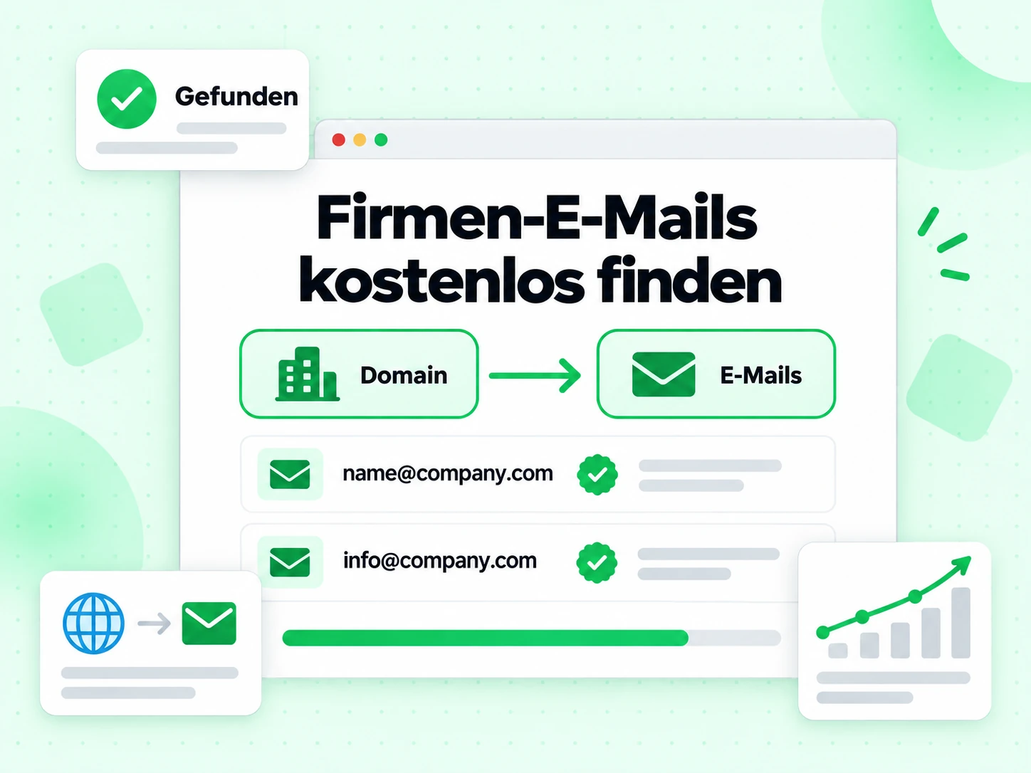 Firmen-E-Mails kostenlos finden verwandelt eine Domain in eine Liste geschäftlicher E-Mail-Adressen
